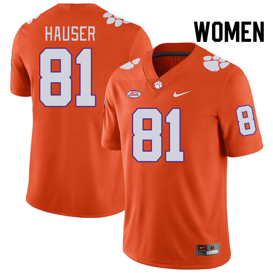 Women #81 Nolan Hauser Clemson Tigers College Football Jerseys Stitched-Orange